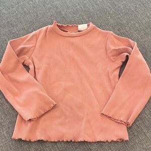 Zara Kids Ribbed Long Sleeve Tee in Dusty Rose